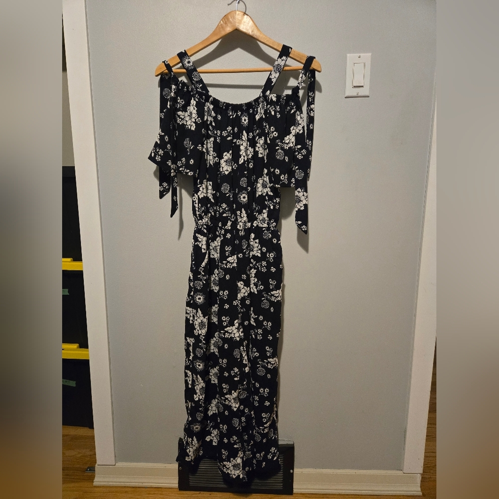 Smart Set Cold Shoulder Floral Jumpsuit